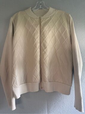 Sioni Quilted Bomber Jacket in Cream